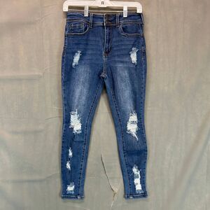Wax Jean Butt I Love You Women’s Skinny Jeans Blue Denim 11/30 Distressed Ripped